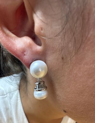 Pendientes de oro blanco con diamantes y perlas