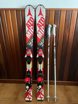 Esquis y bastones niño 110 cm