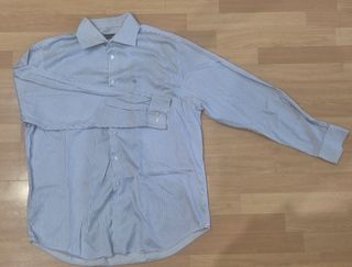 Camisa PdH de vestir. Blanca Rayas azule