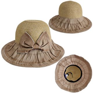 Sombrero mujer Gorro paja plegable ajustable Beige