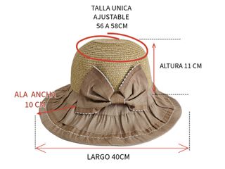 Sombrero mujer Gorro paja plegable ajustable Beige
