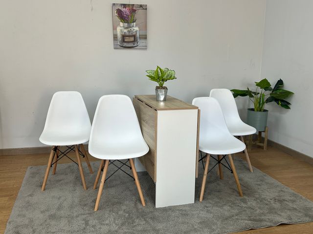 🪑 CONJUNTO MESA + 4 SILLAS ESTILO NÓRDICO 🪑