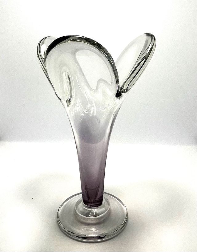 Jarrón vintage de cristal soplado