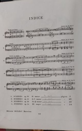 Libro de partituras de Copin