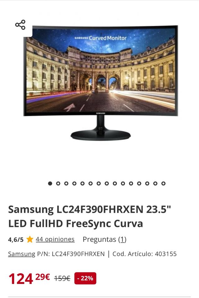 Samsung LC24F390FHRXEN 23.5" LED FullHD FreeSync Curva