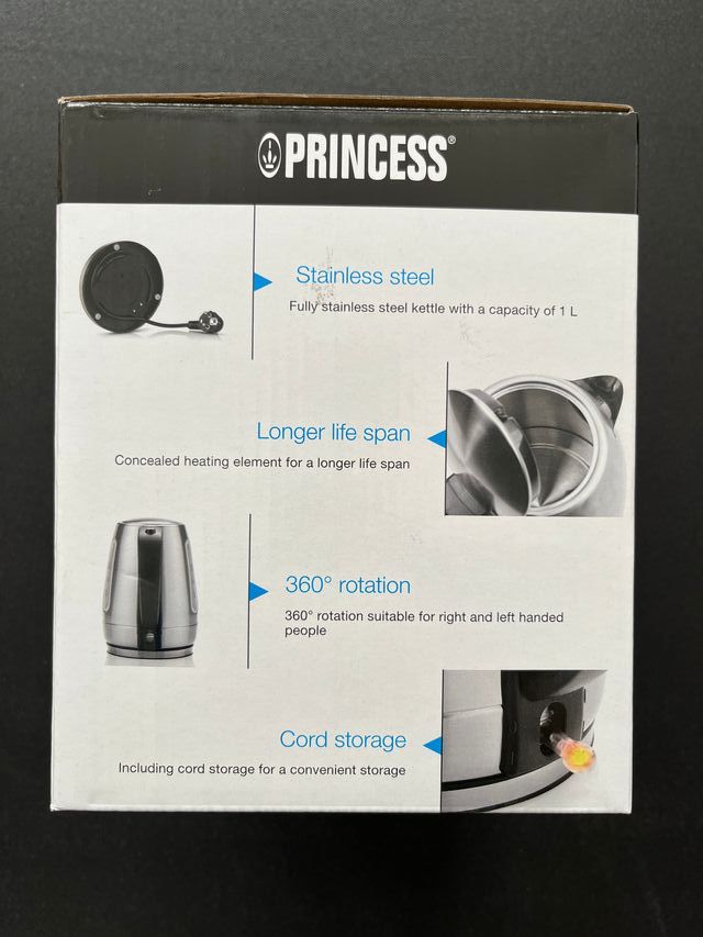 Hervidor de agua Princess 1L en acero inoxidable