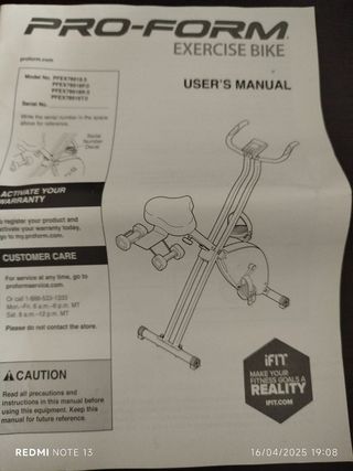 Bicicleta estática plegable. PRO-FORM