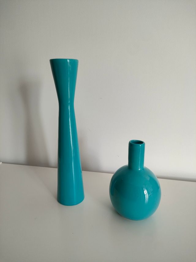 Juego de jarrones decorativos turquesa