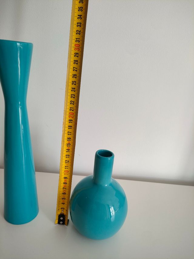 Juego de jarrones decorativos turquesa