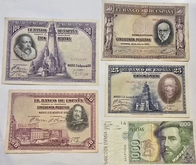 Set di 5 banconote spagnole