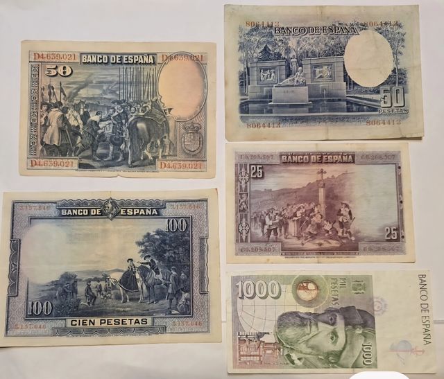 Set di 5 banconote spagnole