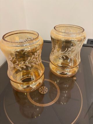 Coppia paralumi vintage in vetro ambrato anni ‘60