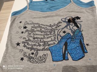 Camiseta tirantes  juvenil gris azul