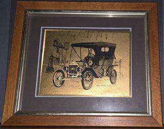 Coppia di stampe in lamina d'oro anni '80