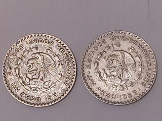 Lote de 2 monedas de plata mexicanas