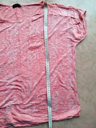Camiseta de mujer manga corta rosa claro, talla XL