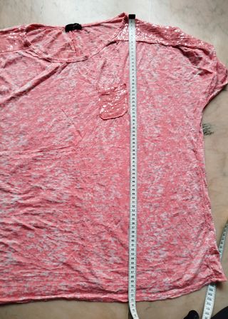 Camiseta de mujer manga corta rosa claro, talla XL