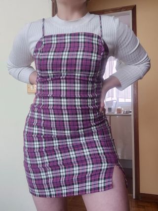 Vestido Cuadros Morado