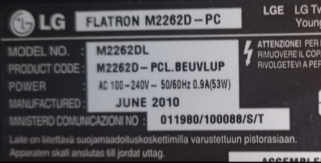 TV LG FLATRON M2262DP-PC