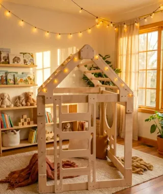 Cama y Casita MONTESSORI mas gimnasio de escalada