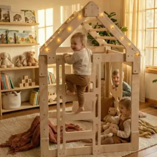 Cama y Casita MONTESSORI mas gimnasio de escalada