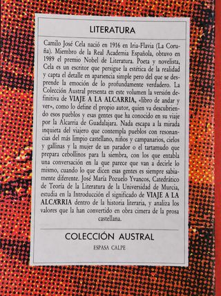 VIAJE A LA ALCARRIA Camilo José Cela AÑO 1990