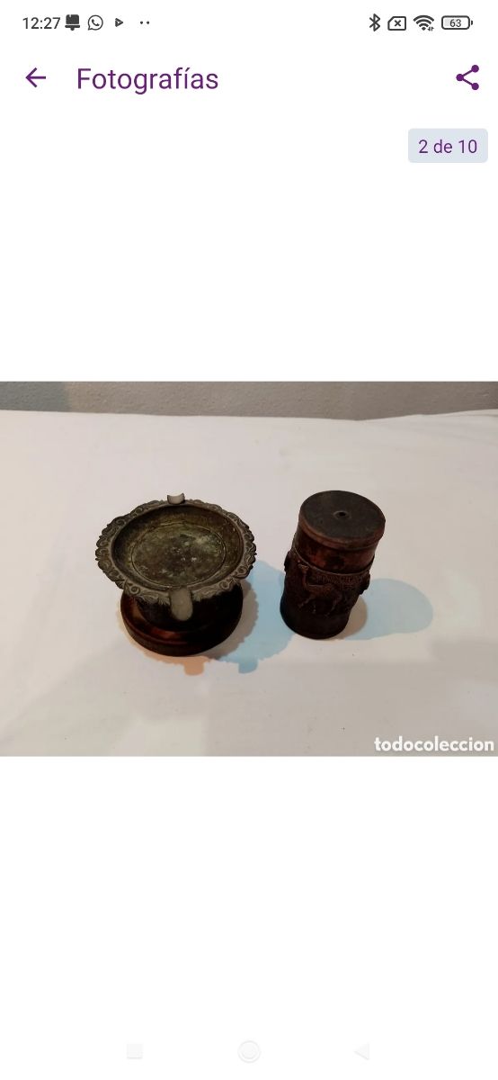 Muy antiguo cenicero y caja