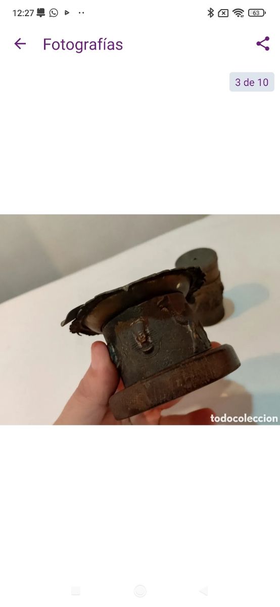 Muy antiguo cenicero y caja