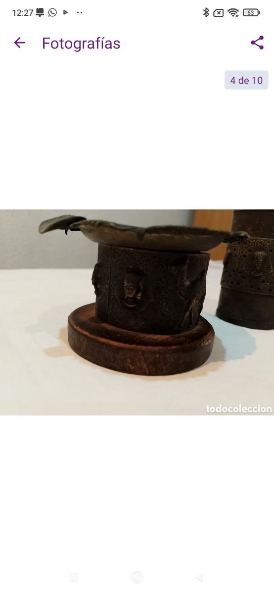 Muy antiguo cenicero y caja