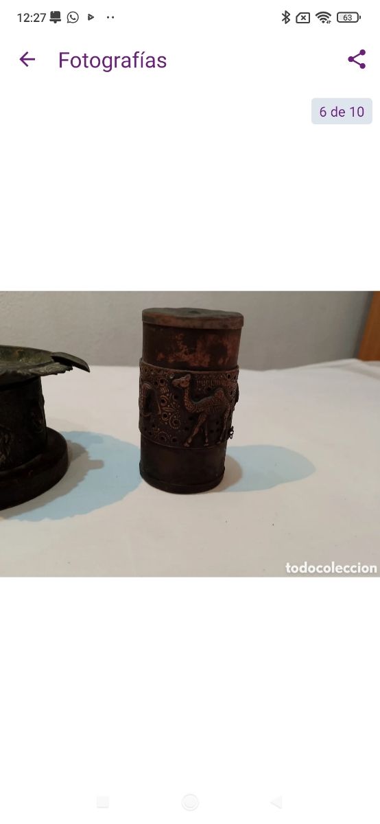 Muy antiguo cenicero y caja
