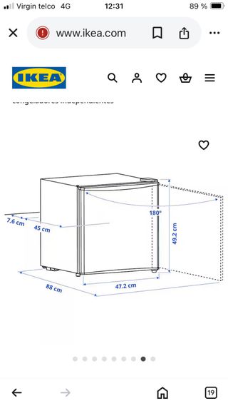 Frigorifico pequeño TILLREDA Ikea