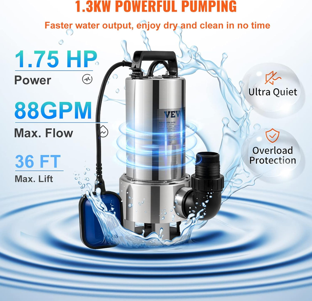 Pompa Sommersa Elettrica da Drenaggio per Acqua Sp