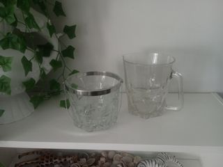 Jarra y cubitera cristal
