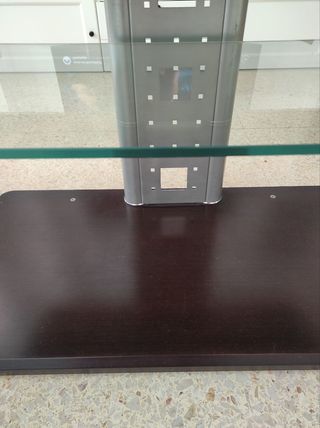 Mueble TV con ruedas, madera, cristal