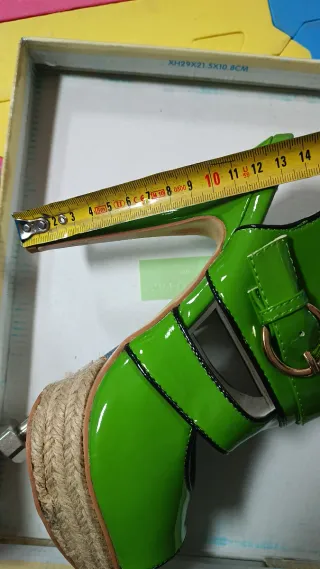 Zapatos Sandalias tacón mujer 39 verde Farasion