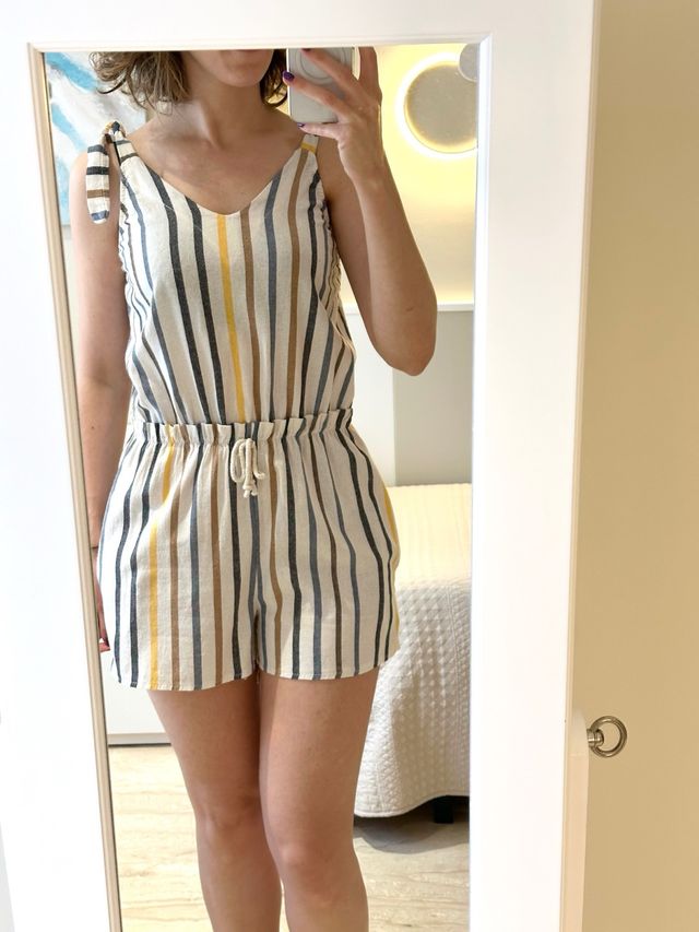 Tuta estiva in cotone a righe