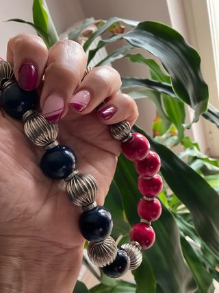 Collana donna in legno e metallo