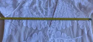 kimono/caftan de tul y bordados blanco