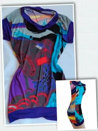 fabuloso mini vestido multicolor satinado Custo