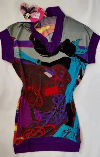 fabuloso mini vestido multicolor satinado Custo