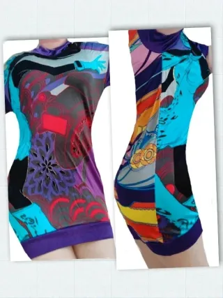 fabuloso mini vestido multicolor satinado Custo