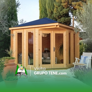 Casita 9m2 acristalada prefabricada de madera