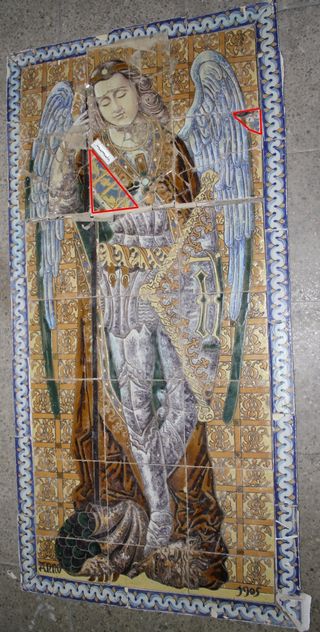 Azulejos Triana Año 1905 Pintado a mano cuerda sec