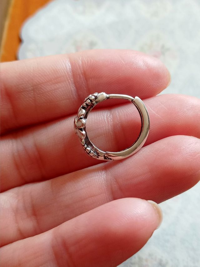 Pendientes aro margaritas plata