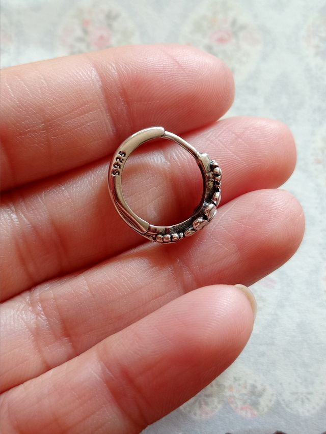 Pendientes aro margaritas plata