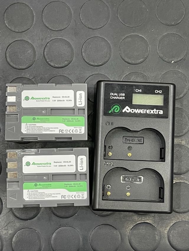 Kit 2 baterias EN EL3E con base carga