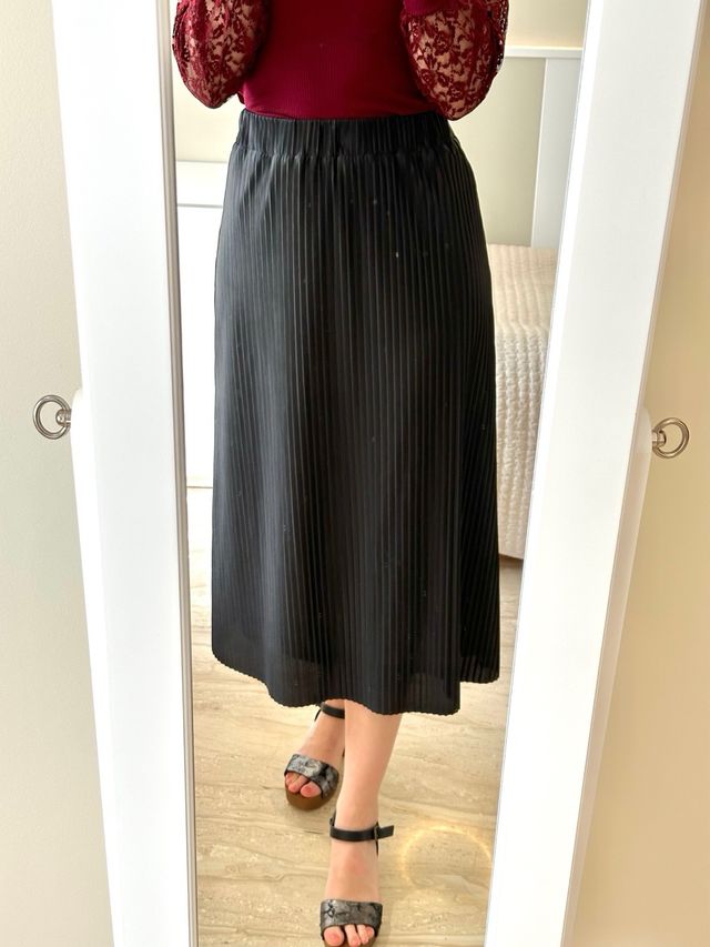 Gonna lunga nera plissettata