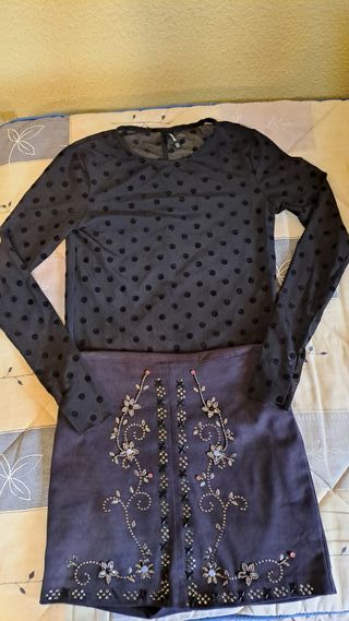 Falda y sueter fiesta talla Xs