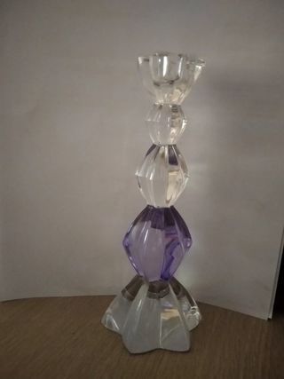 Portacandela in vetro h 18 cm base 7,5 cm bicolore