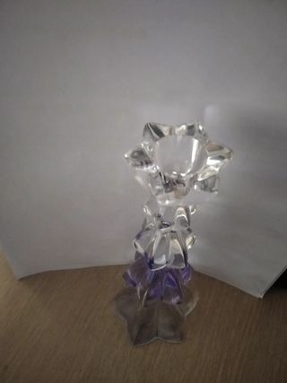 Portacandela in vetro h 18 cm base 7,5 cm bicolore